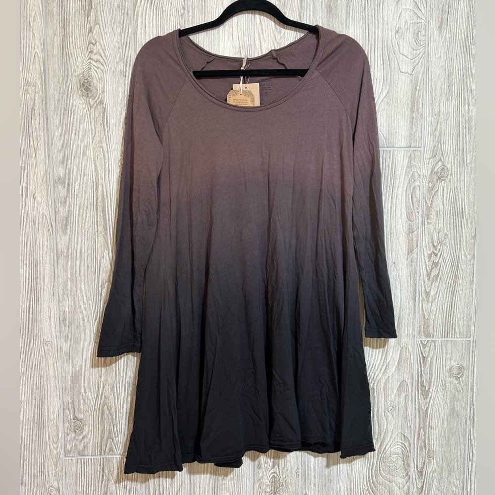 Natural Life Black Ombré Long Sleeve Tunic Dress Cotton Modal Blend Size Small